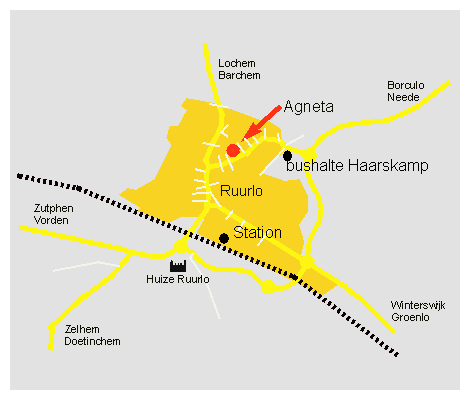 kaart Ruurlo met locatie molen Agneta